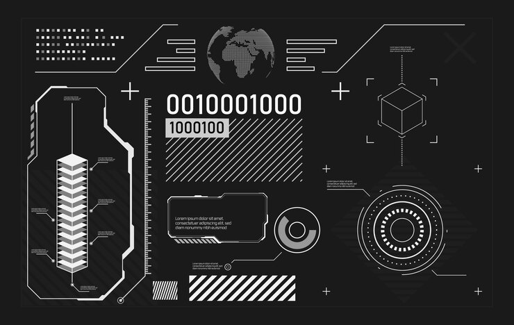 Set of technology hud elements