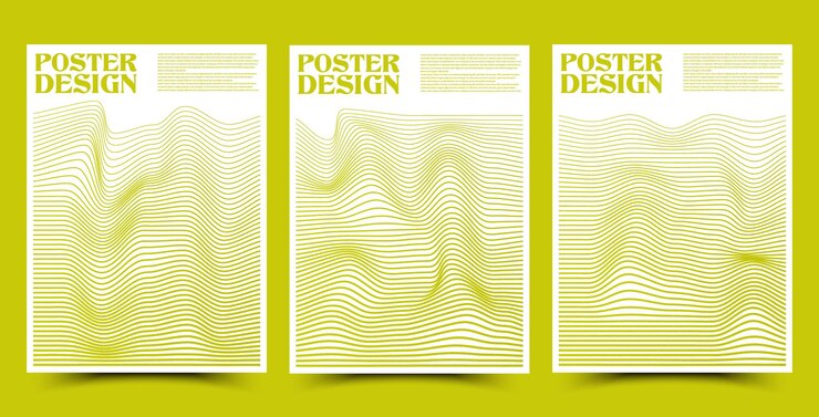 Vector set of template orange banners poster strip line wave minimalist vector