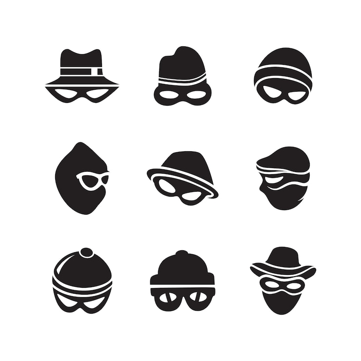 Vector set of thief burglar robber icon logo vector illustration template