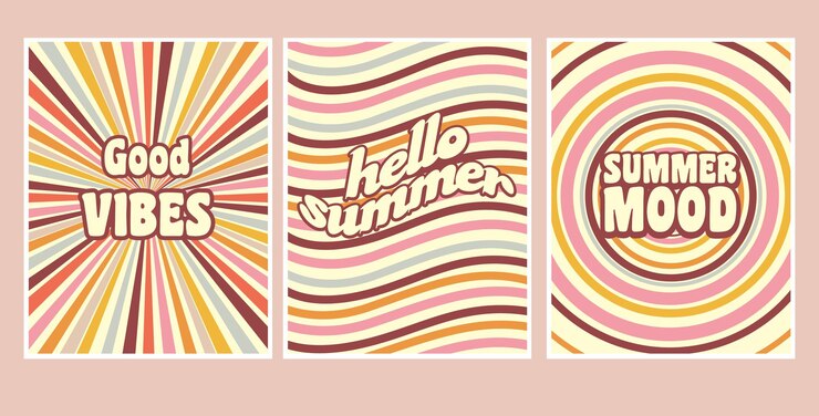 Vector set of three abstract pop art aesthetic backgrounds