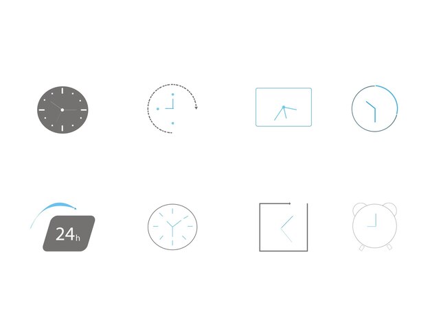 set of time and clock icons for web and mobile phone