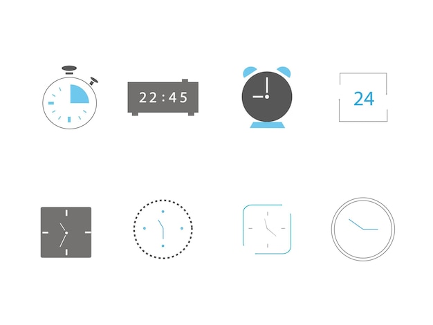 set of time and clock icons for web and mobile phone