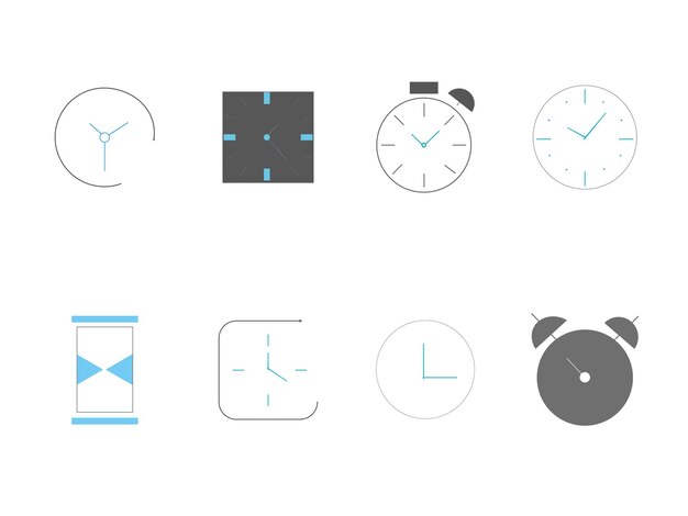 set of time and clock icons for web and mobile phone