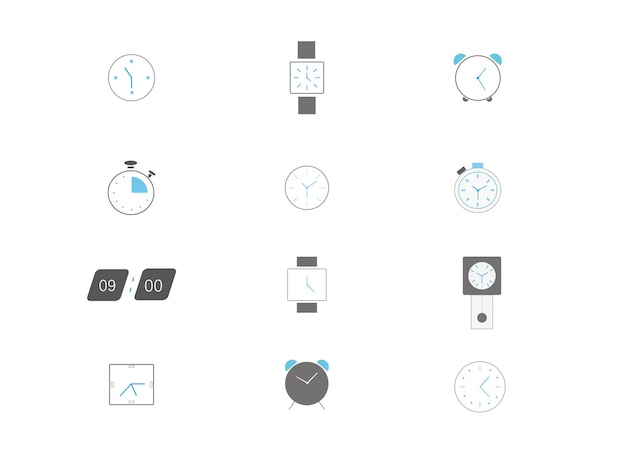 set of time and clock icons for web and mobile phone