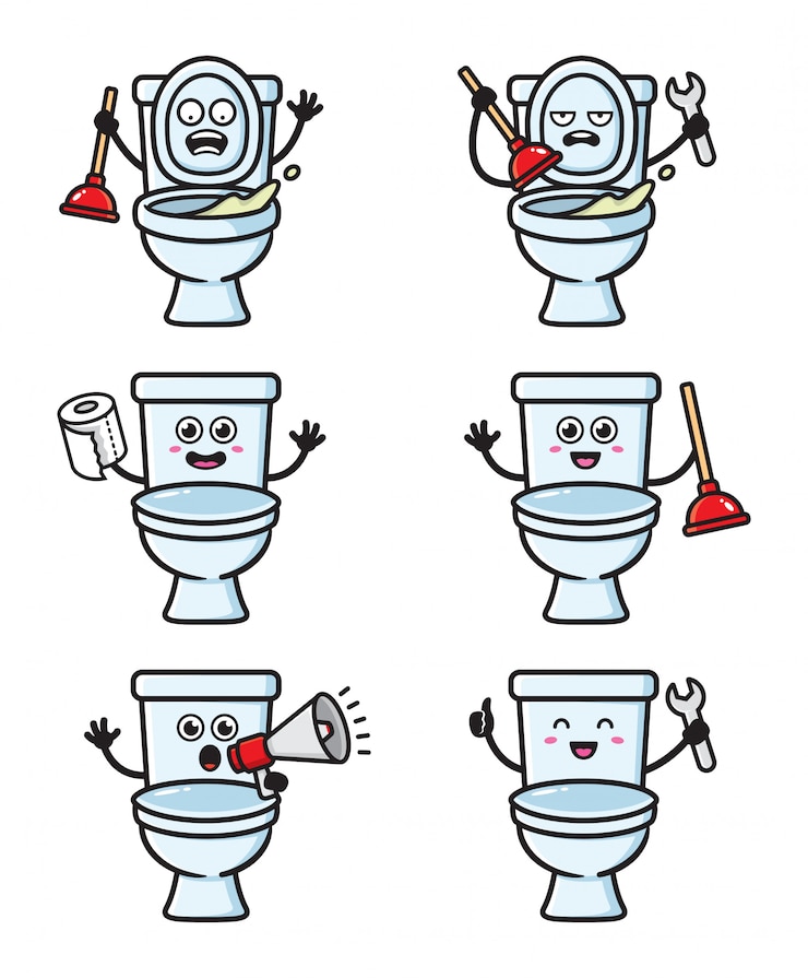 Set of toilet character