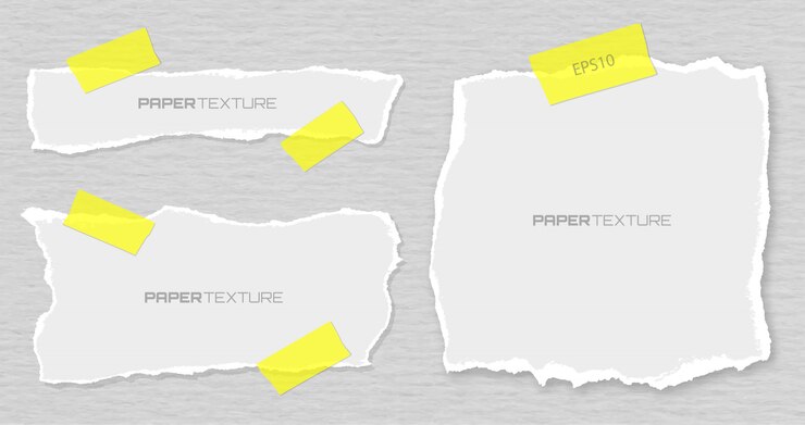 Set of torn papers attached plasters, material design  illustration