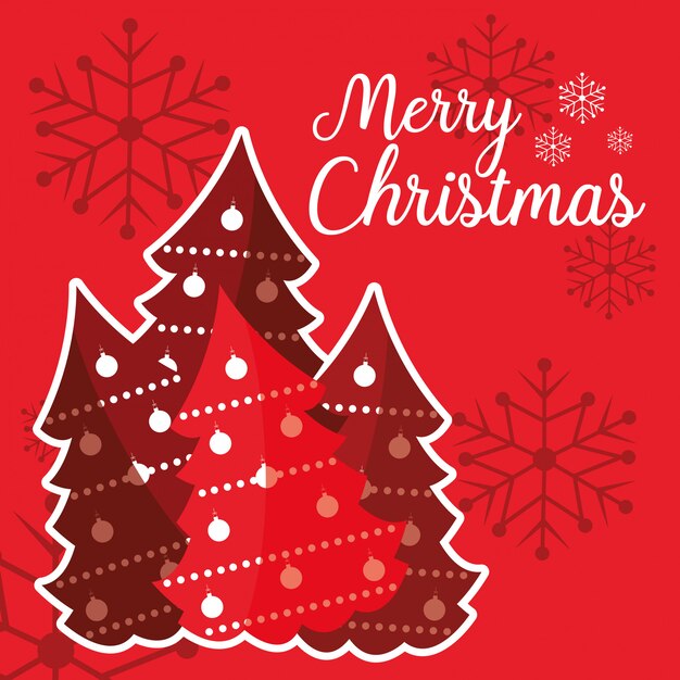 Set of trees of merry christmas