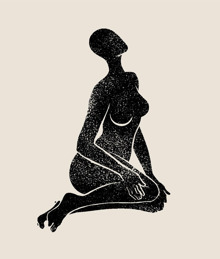 Set of trendy minimal abstract modern posters Female silhouettes pastel colors Feminine concept