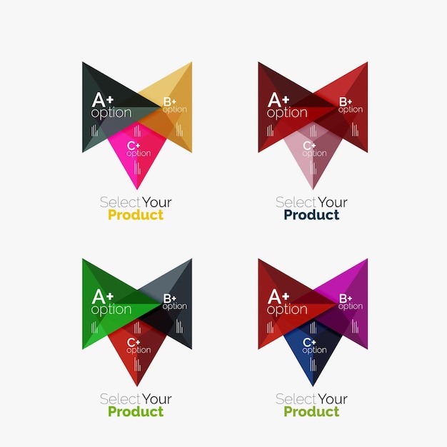 Set of triangle geometric business infographic templates