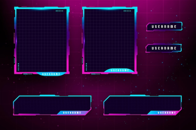 Set of twitch panels with abstract shapes template
