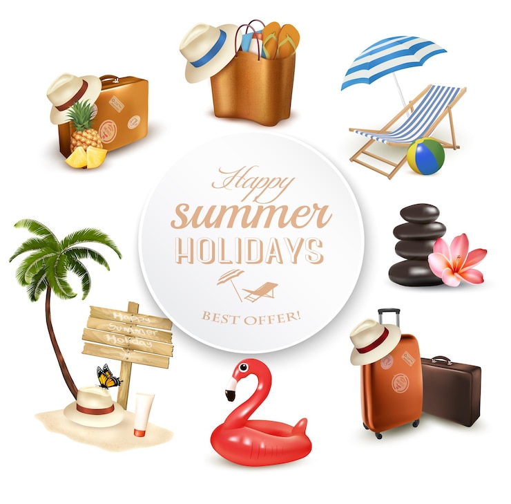 Vector set of vacation travel related icons vector