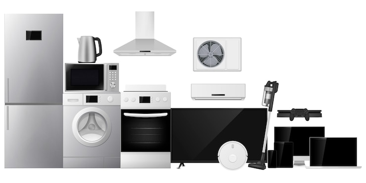 Vector set of various household appliances vector illustration