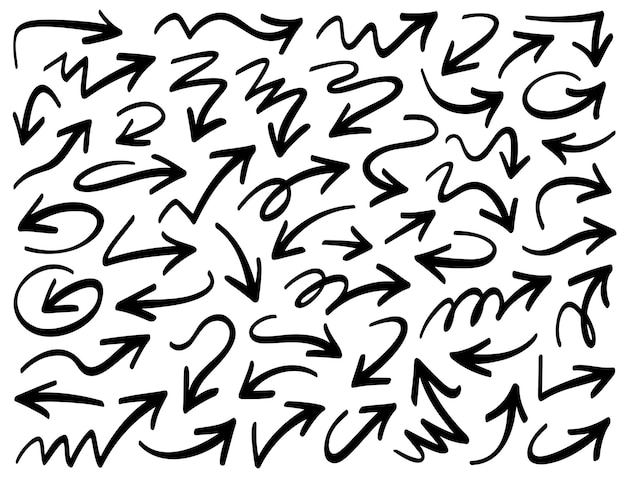 Set of vector arrows Hand drawn design elements different shapes