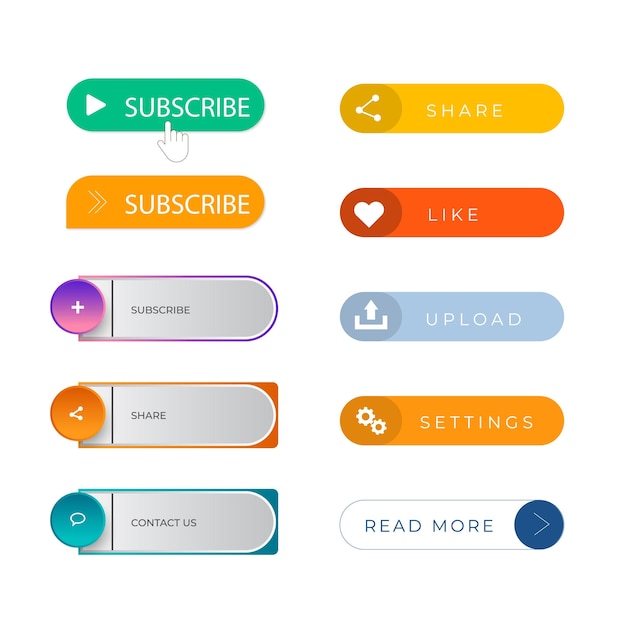 Set of vector modern trendy buttons Trendy colors on white background Read More learn more buy n