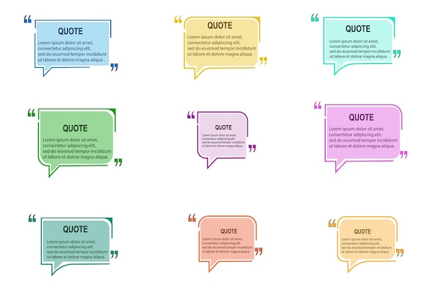 set of vector quote templates. speech bubble, frame, text in brackets