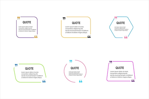 Set of vector quote templates. Speech bubble, frame, text in brackets