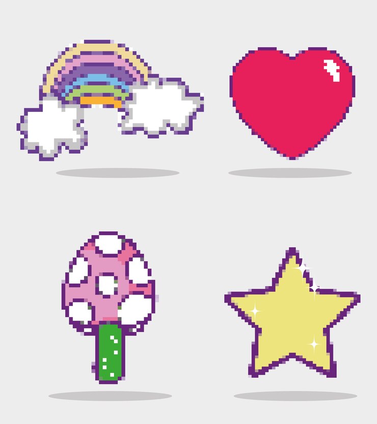 Vector set of videogames cartoons icons 