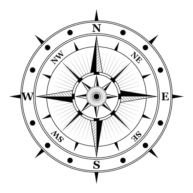 set of wind rose compass marine isolated or nautical navigation sail symbols or geographic