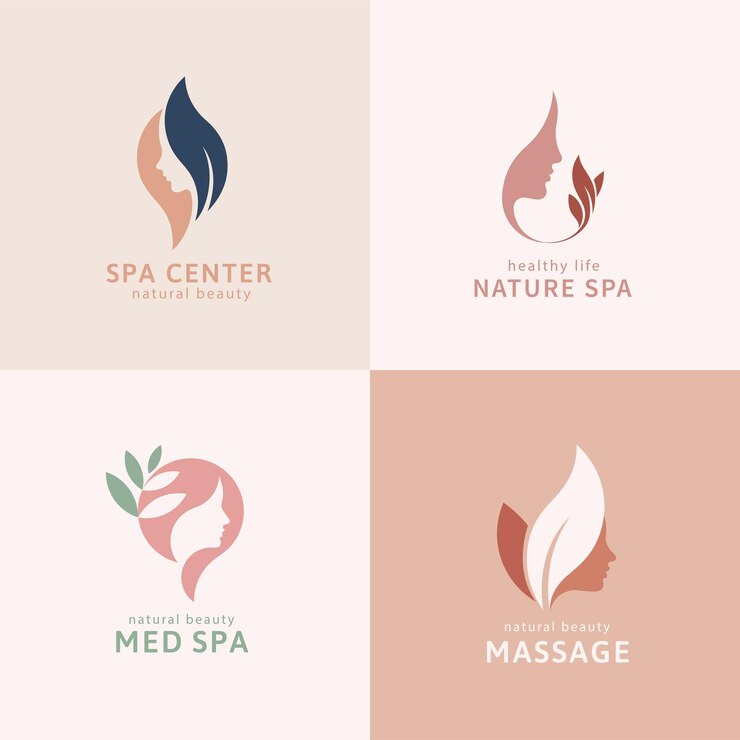 Vector set of woman profile logo design