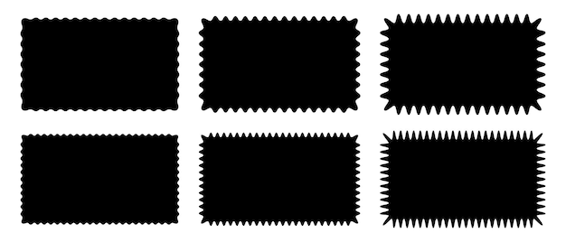 Set or rectangle shapes with wiggly borders Empty tag price sticker stamp sale coupon promo code