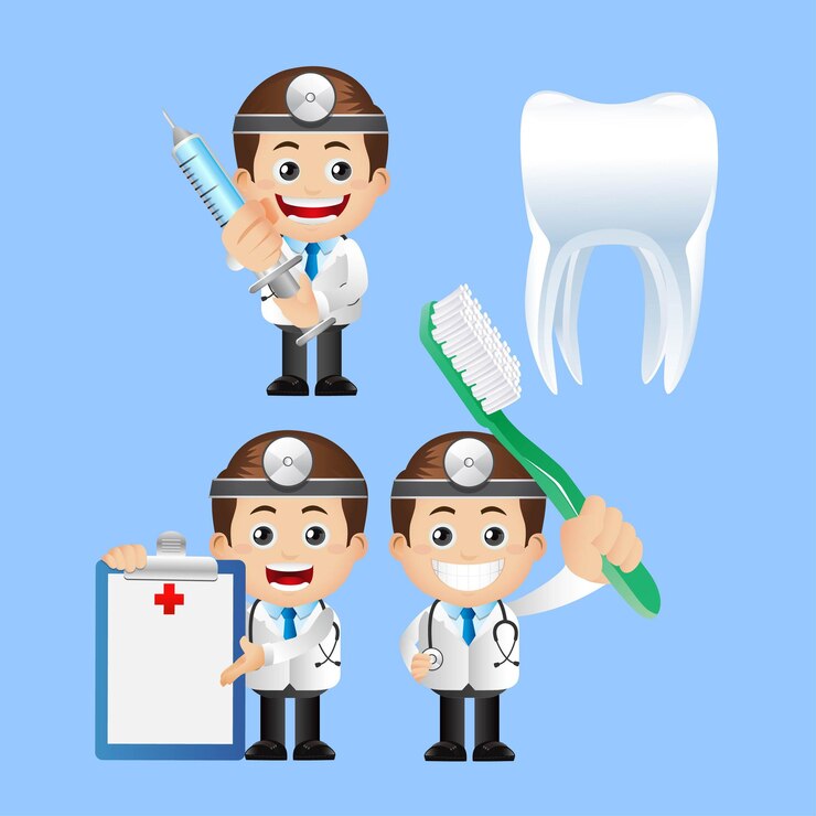 Vector set orang profesi dokter gigi