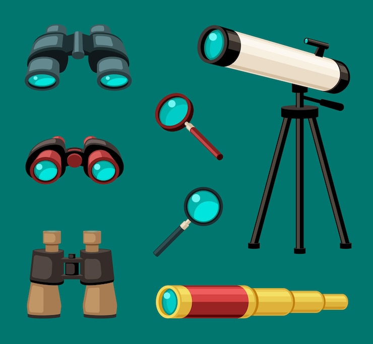 Vector set perangkat optik pembesar