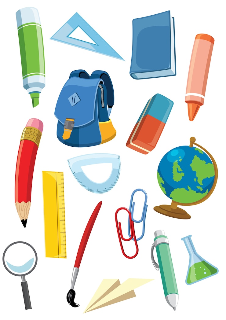 Vector set perlengkapan sekolah