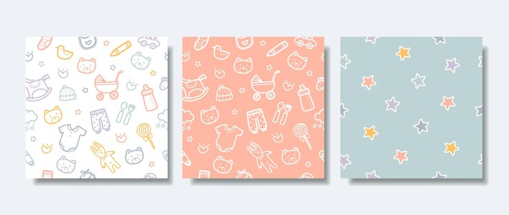 Vector set pola mulus gaya yang digambar tangan digunakan untuk kain tekstil penutup kartu latar belakang dan wallpaper dekoratif