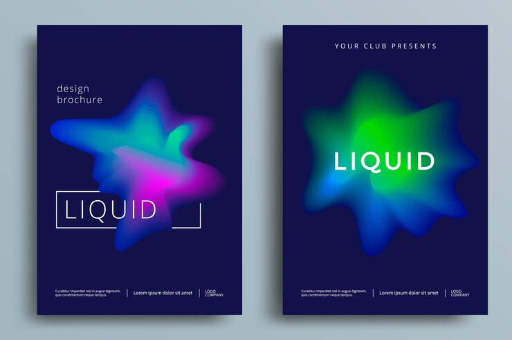 Set poster abstrak cairan warna-warni