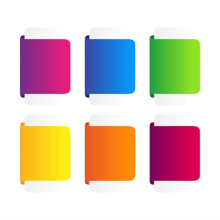 Vector set spanduk pita warna-warni.