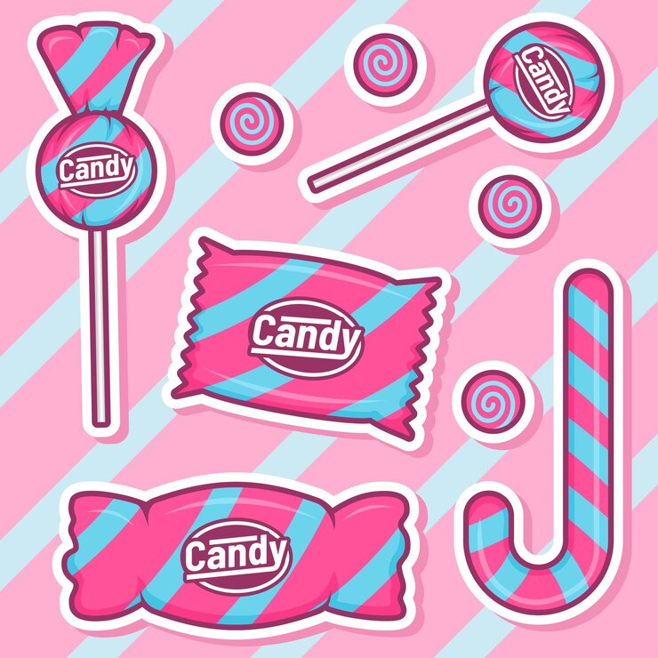 Vector set stiker kartun permen