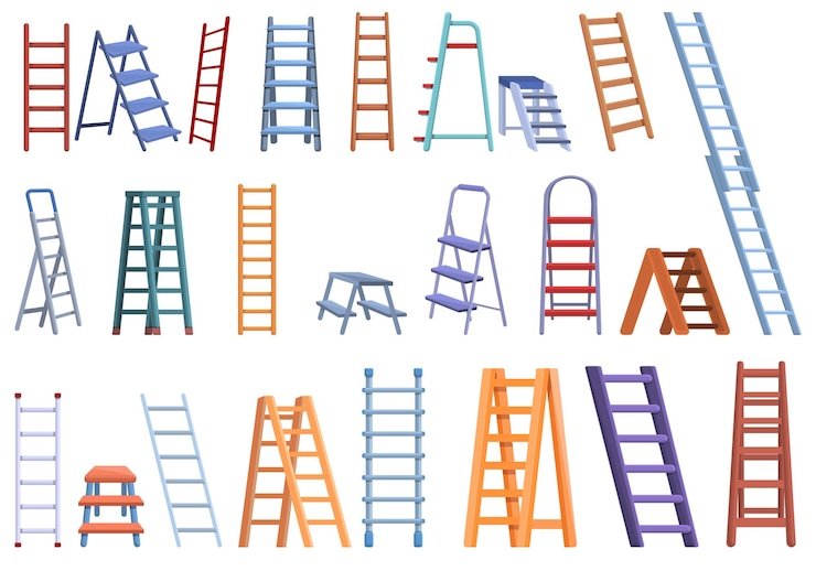Vector set tangga lipat. set kartun tangga lipat