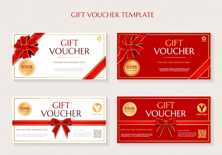 Vector set templat voucher hadiah