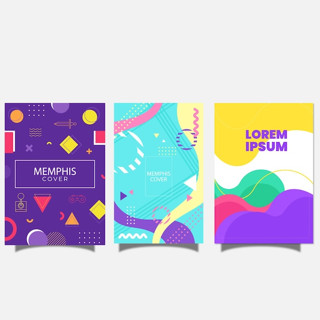 Set vektor latar belakang poster gradien modern. Templat sampul gaya minimalis dengan perspektif monoton
