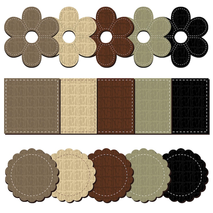 Vector set with leather scrapbook objects