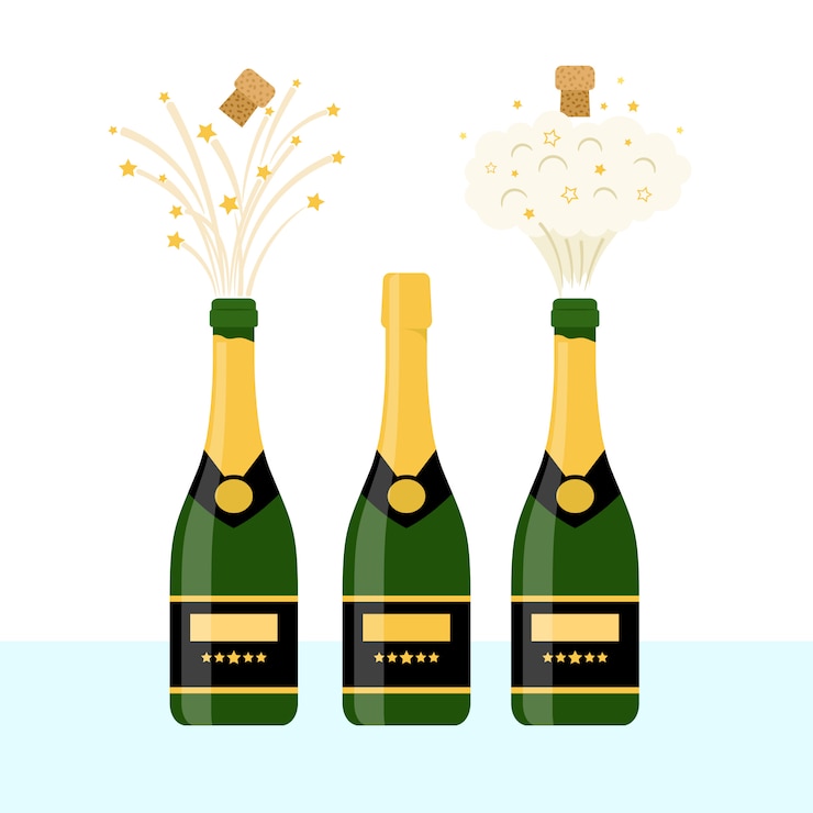 Vector several bottles of champagne