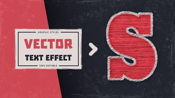 Vector sew editable text effect font style