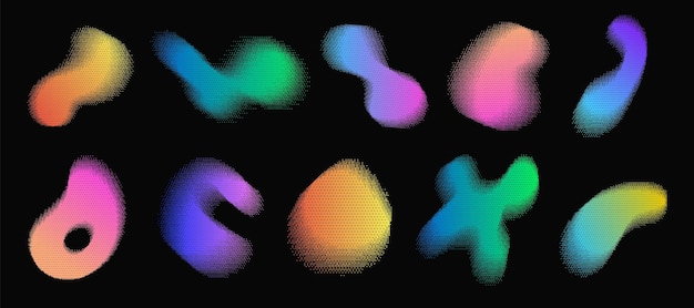 Shape with bitmap colorful gradient Gradation organic shape with textureholographic blur