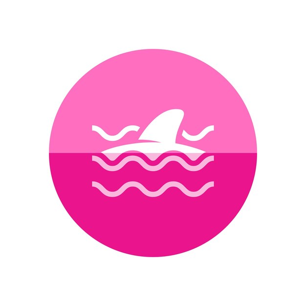 shark icon in flat color circle style sea animal dangerous encounter beach