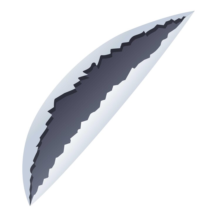 Vector sharp metal hole torn through white background