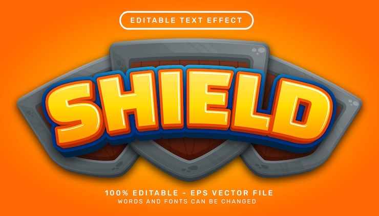 Vector shield 3d text effect and editable text effect