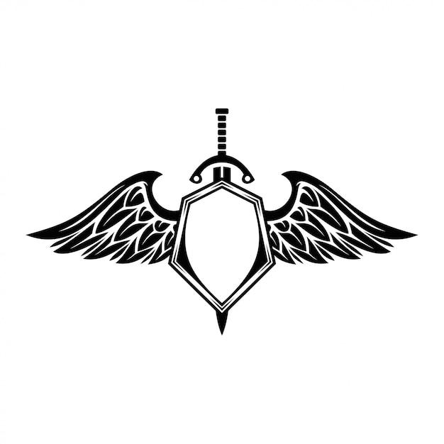 Shield Design With wing and sword
