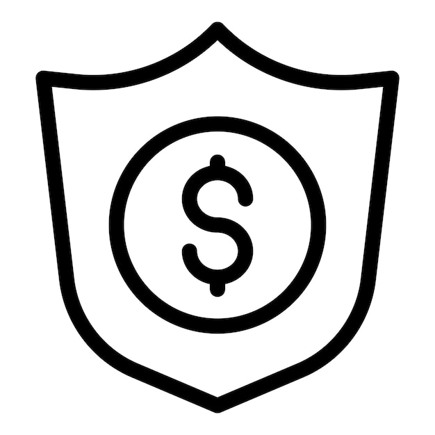 Shield money icon Outline Shield money vector icon for web design isolated on white background