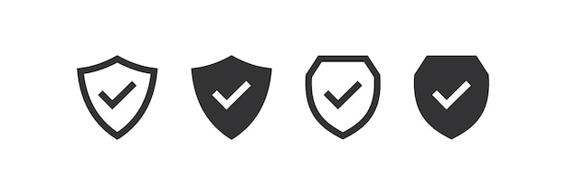 Shield with check mark icon set Security shield vector desing
