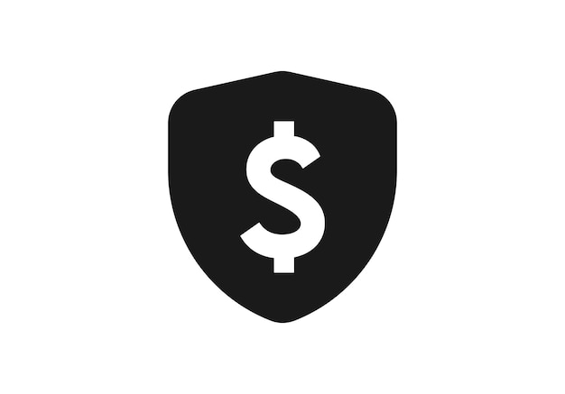 Shield with dollar sign vector icon Money dollar secure shield