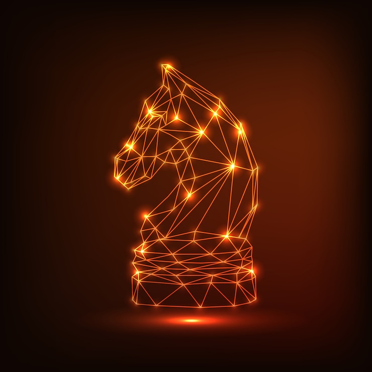 Vector shining lamps chess horse figure