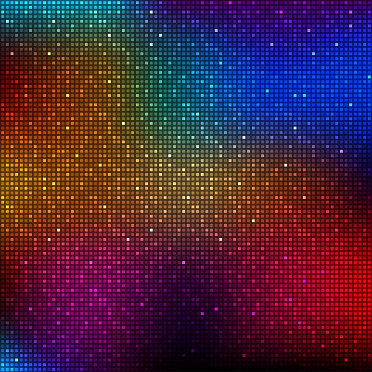 Vector shiny colorful pixels background. musical or disco lights background.