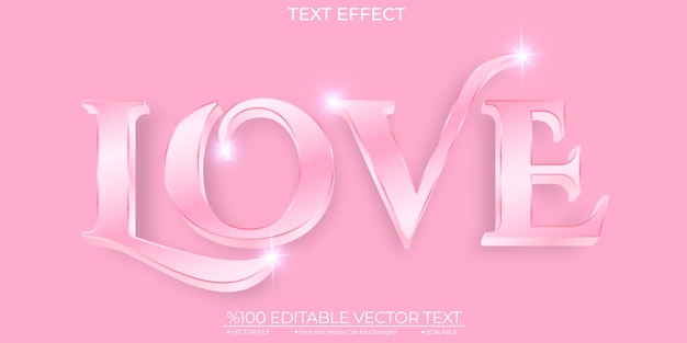 Shiny Love Editable and Scalable Template Vector Text Effect