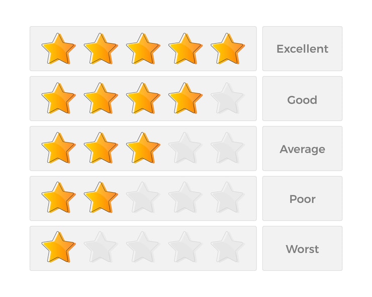 Vector shiny stars customer product rating concept
