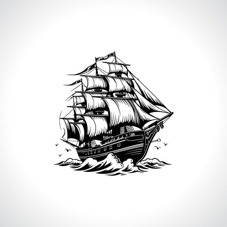 Vector ship vector ship logo design pirate ship vector